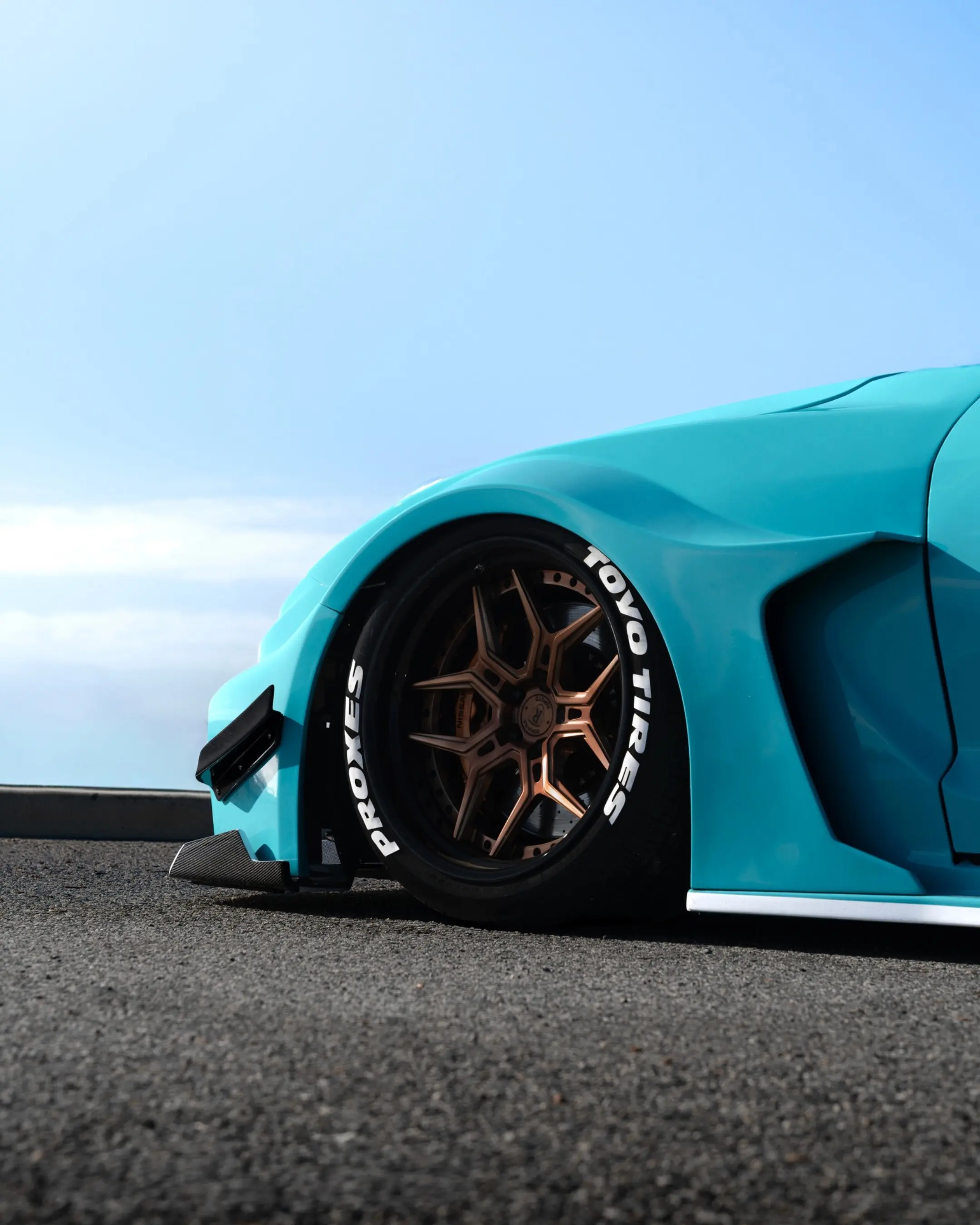 Nissan GT-R R35 Liberty Walk, the front wheel on the road.