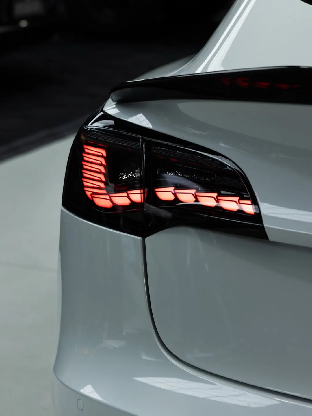 Tesla Model 3, the smoked tail light.