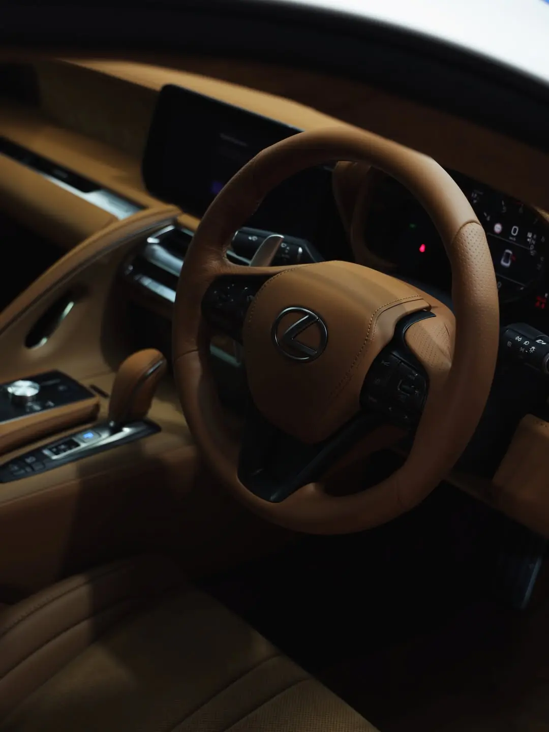 Lexus LC500, the steering wheel and dashboard.