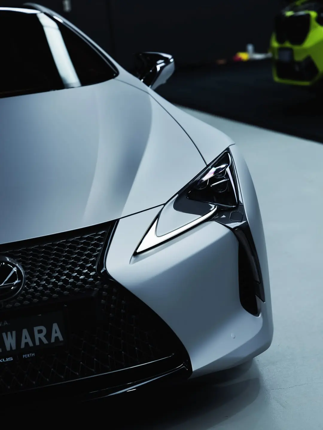 Lexus LC500, the front grille and headlight.