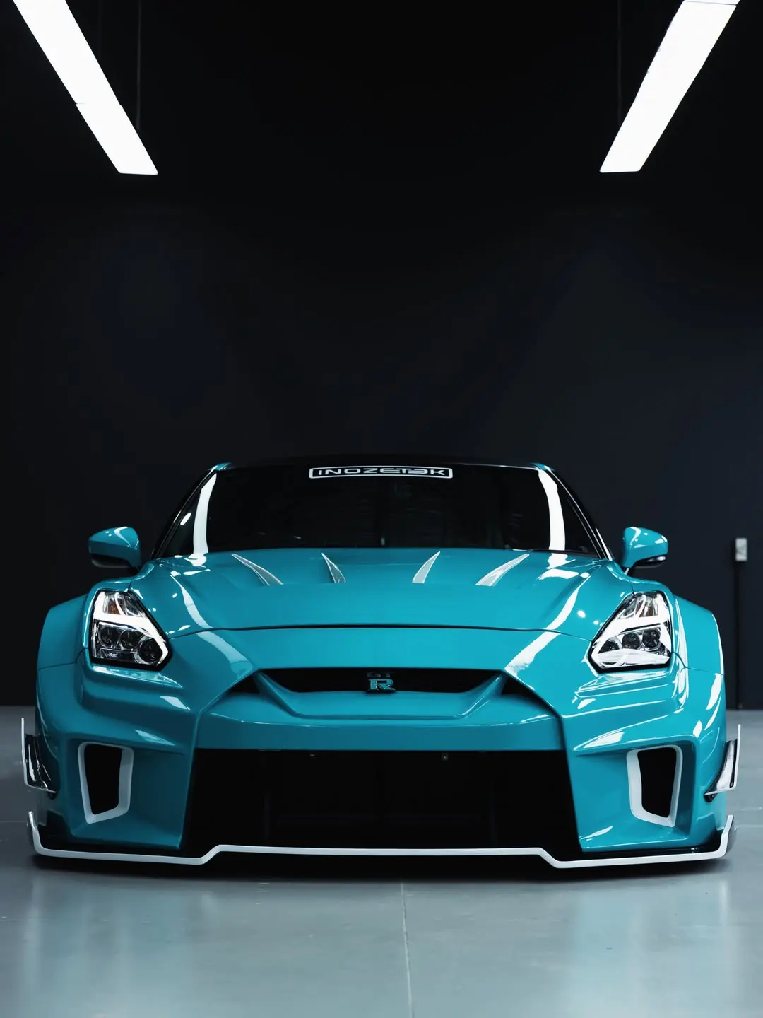 Nissan GT-R R35 Liberty Walk, the front of the car in the studio.