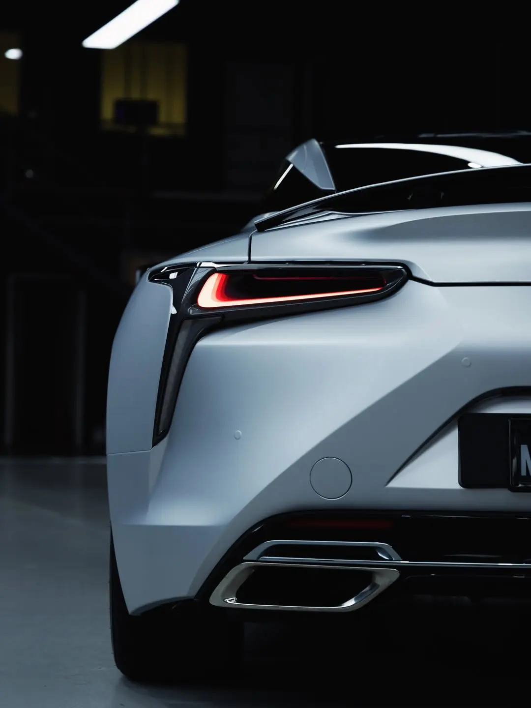 Lexus LC500, the rear quarter and exhaust.
