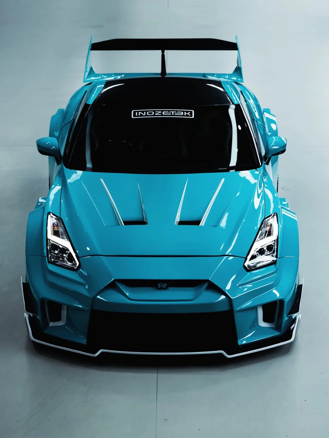 Nissan GT-R R35 Liberty Walk from above, in Inozetek Caribbean Sea