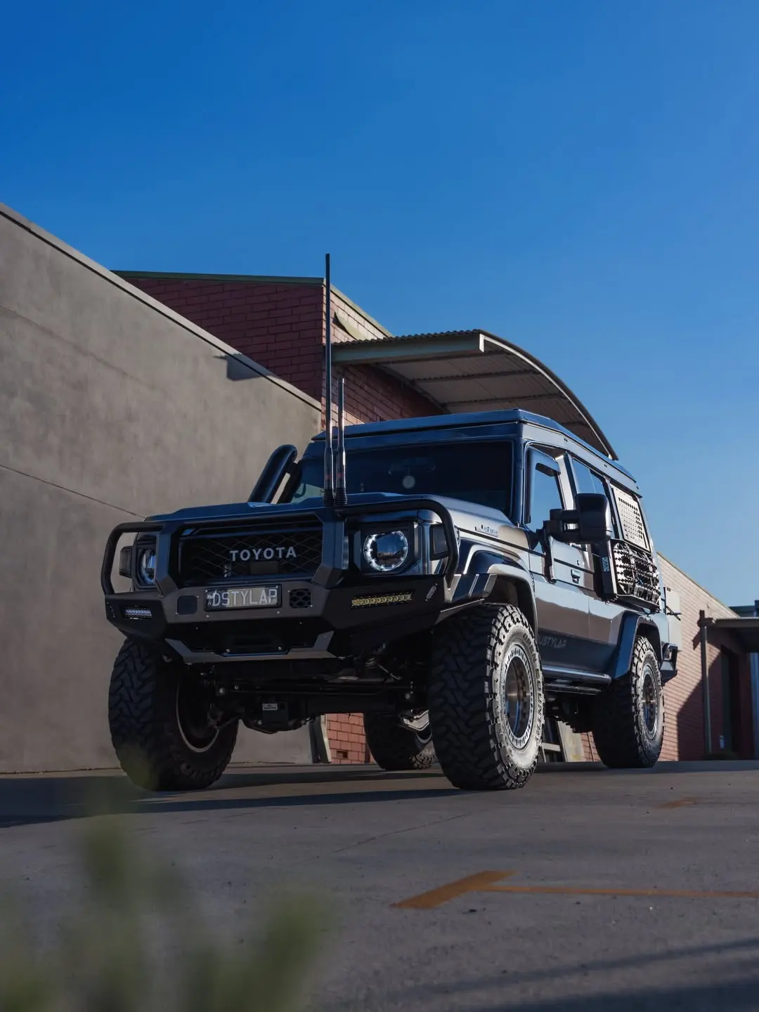 Toyota 78 Series Troopy, the front of the truck outside.