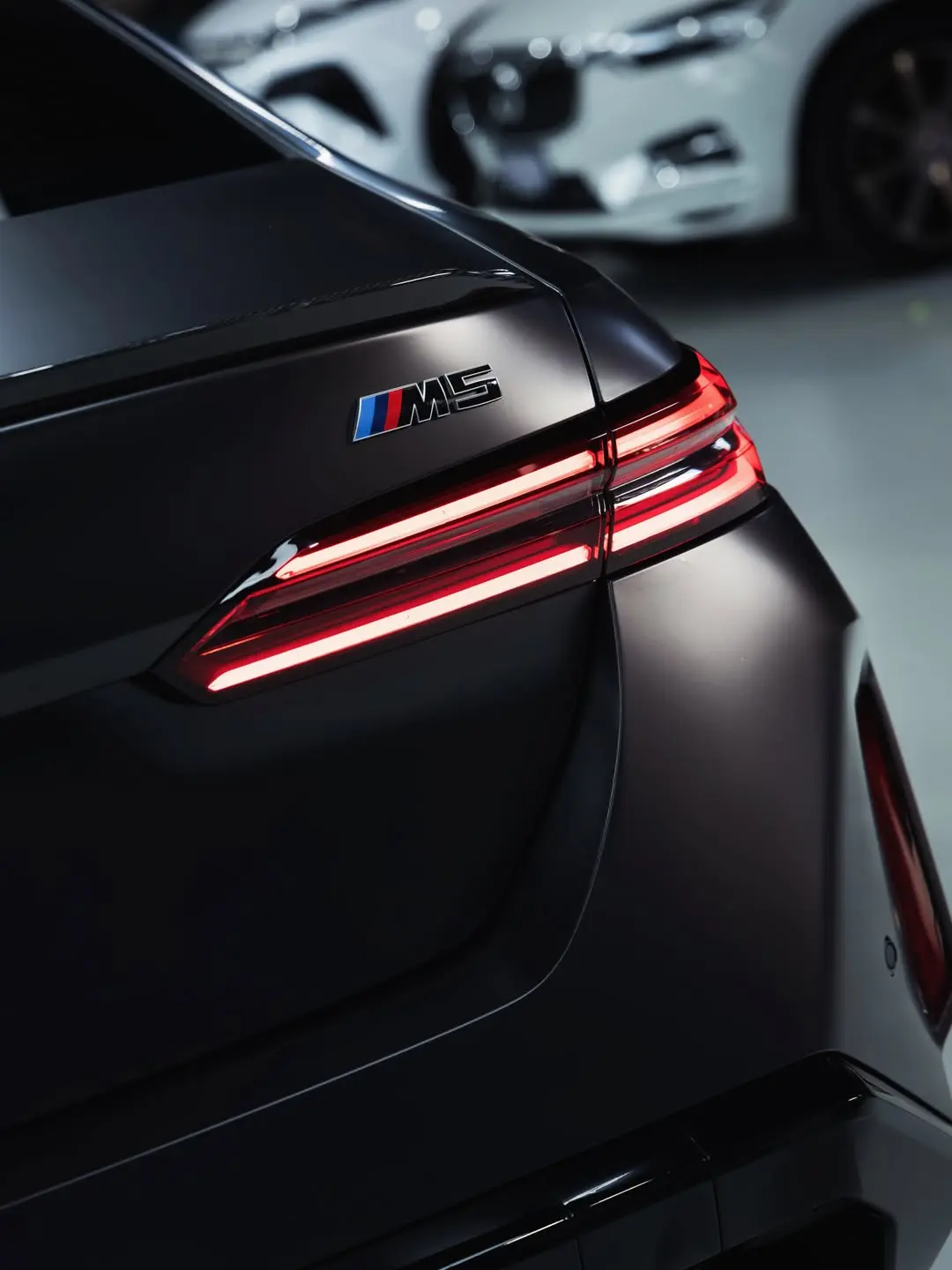 BMW M5, the rear badge and tail light.