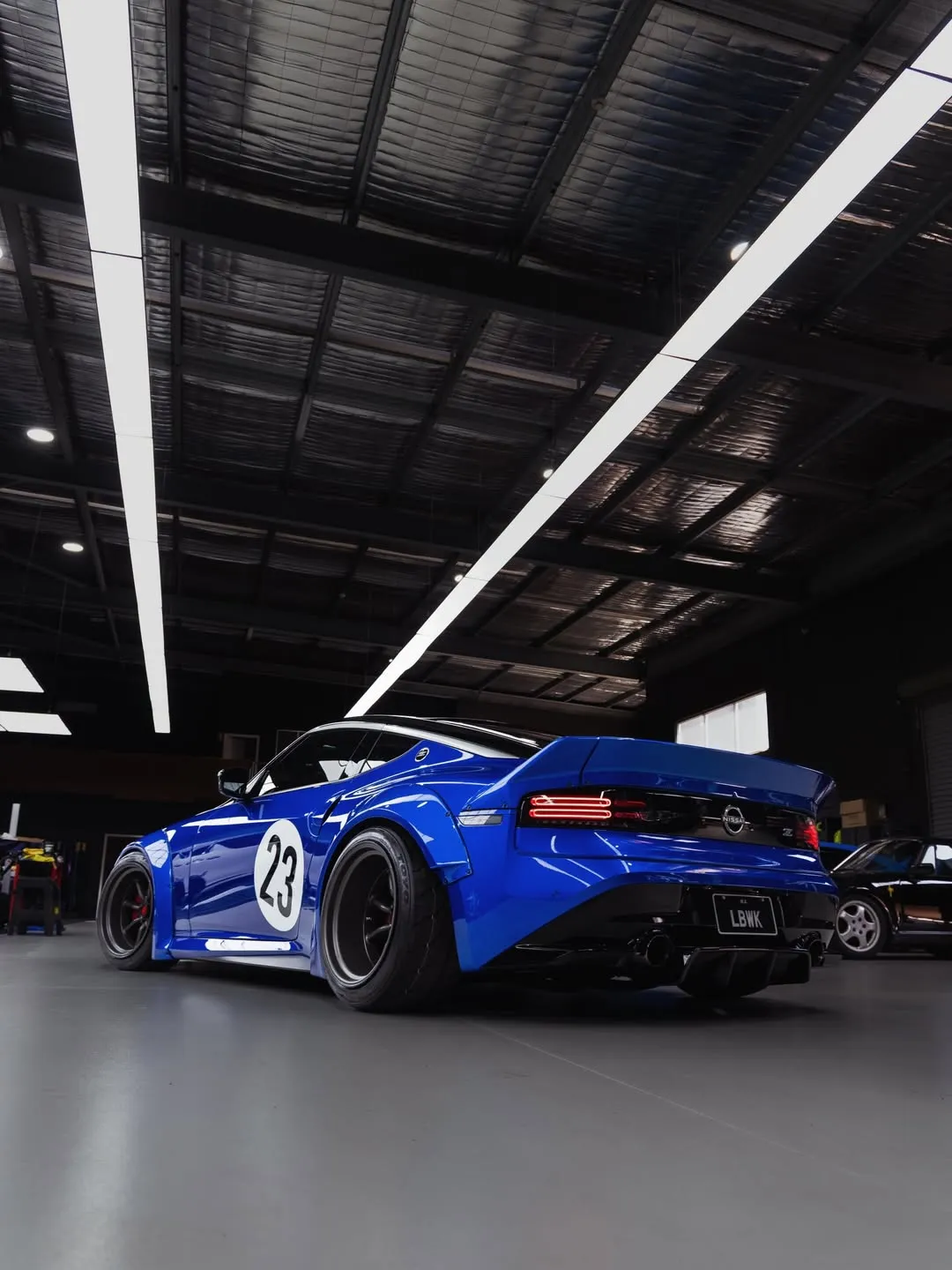 Liberty Walk Nissan Z on the floor of the MAS Project workshop