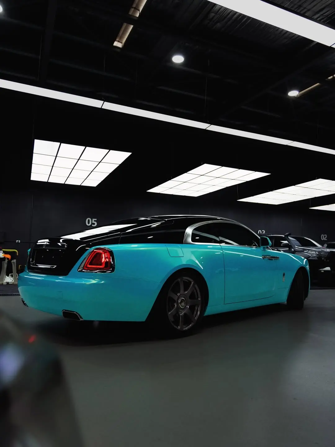 Rolls-Royce Wraith, the rear quarter in the showroom.